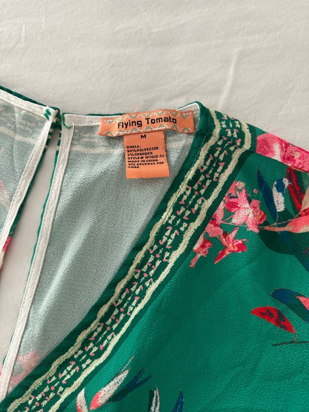 Flying Tomato Green Floral Wide-Leg Wrap Jumpsuit - Picture 6 of 8